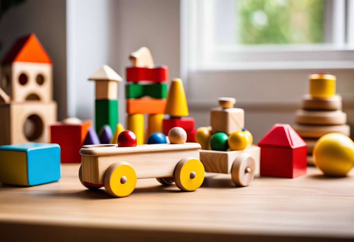 Des jouets en bois adaptés à l'âge de la marche