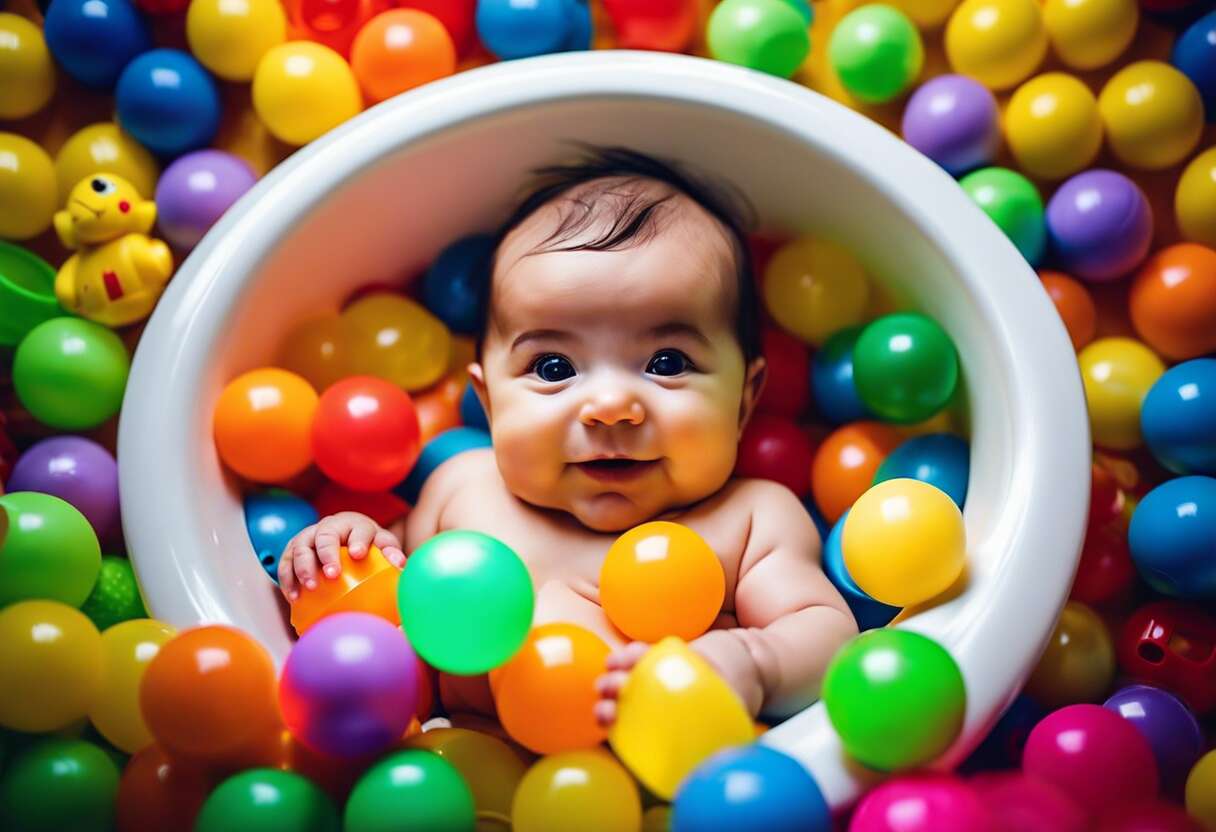 Développement sensoriel : l'impact des couleurs vives des jouets de bain