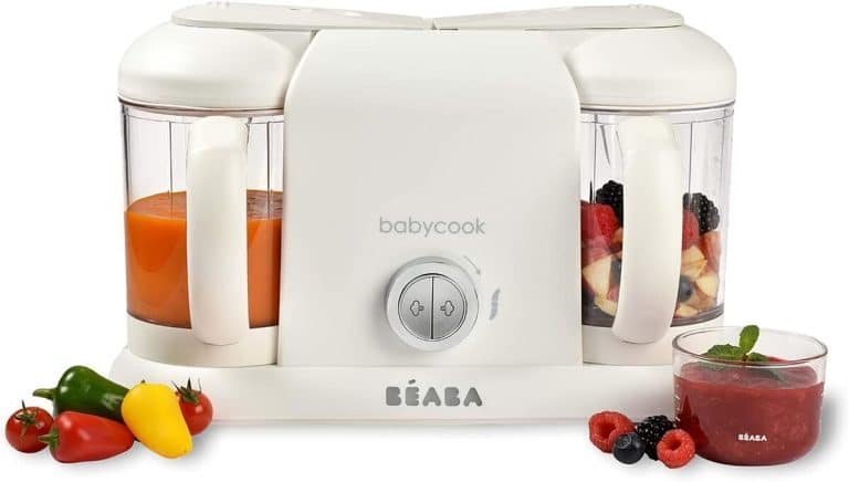 BÉABA Babycook Solo Noir + Panier Féculents – Robot Bébé 4 En 1 Mixeur-Cuiseur Vapeur Ultra-Rapide