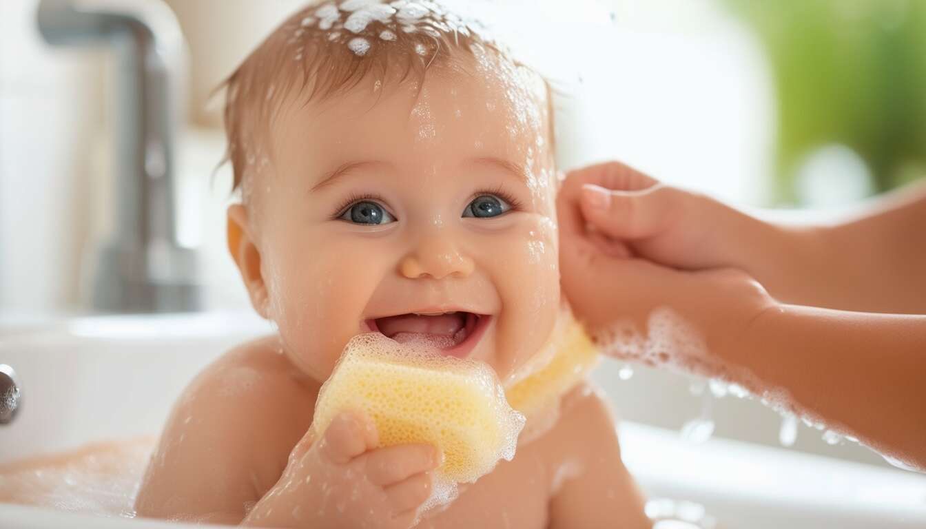 Mode d'emploi : bien utiliser une éponge naturelle lors du bain de bébé