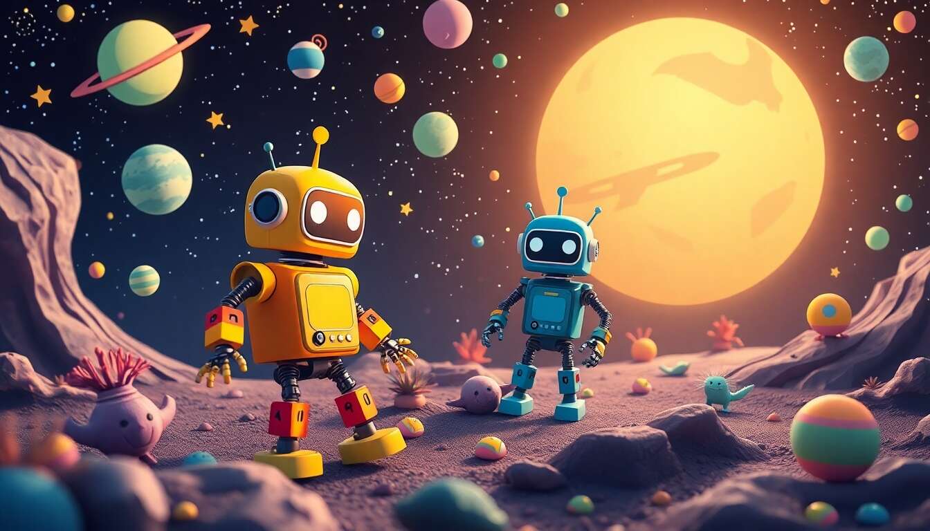 Robots et aventures interstellaires : jeux ludiques SF ร offrir aux jeunes enfants