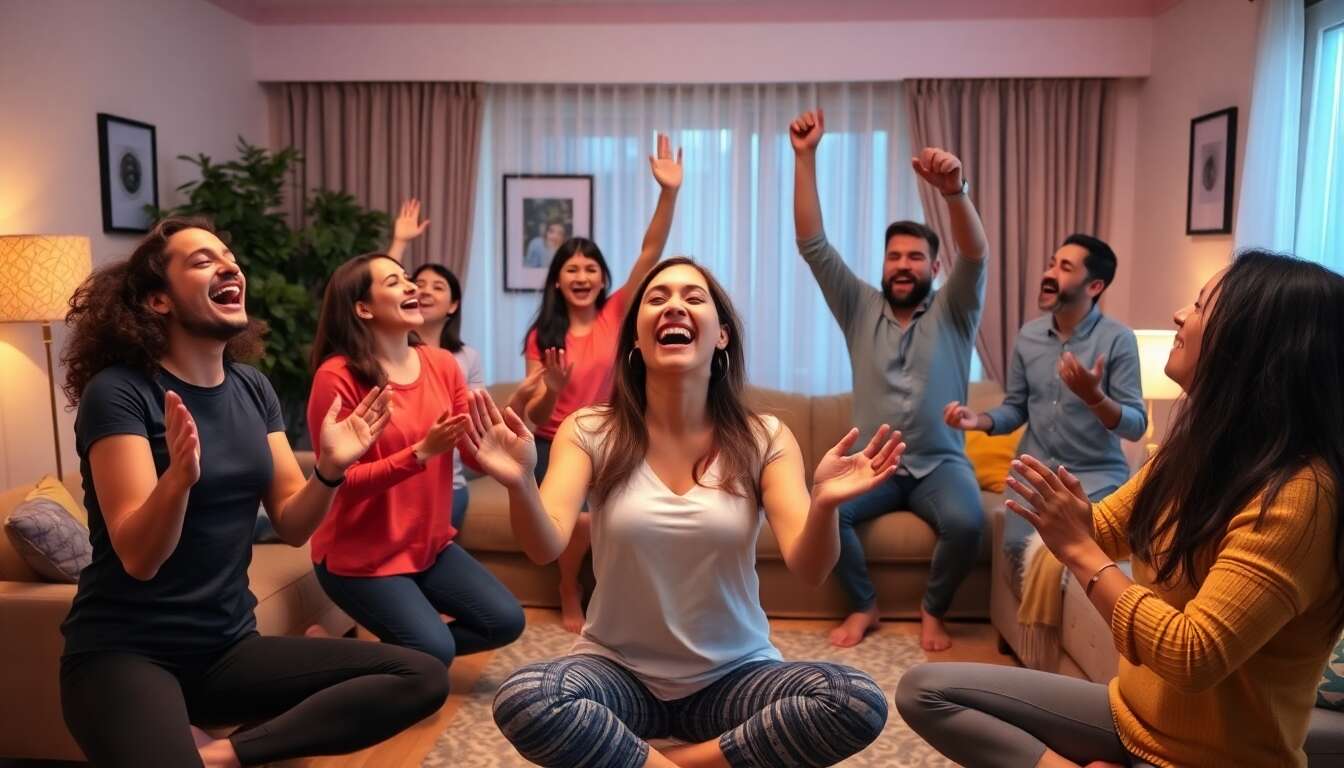 Yoga du rire : intégrez-le dans vos jeux de groupe pour une soirée délirante