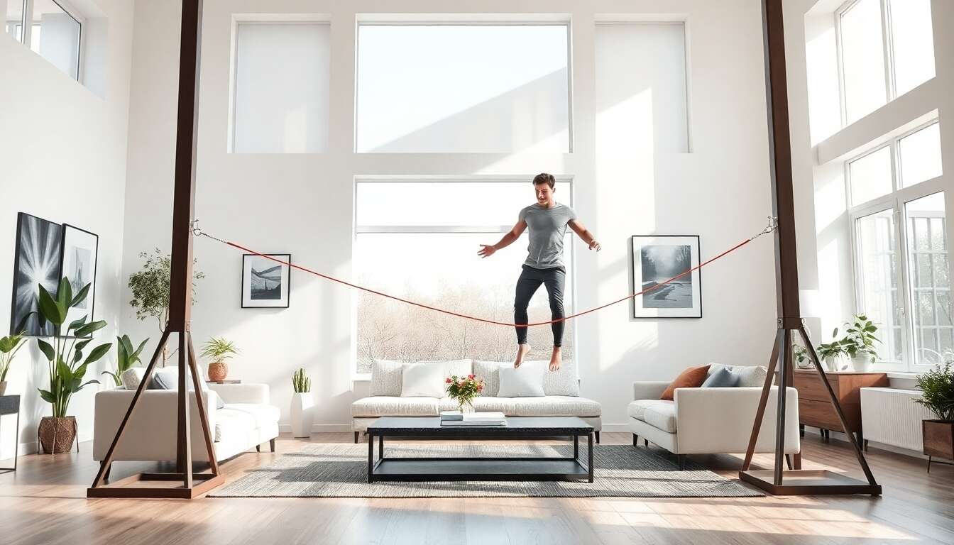 Slackline indoor : initiez-vous à l'équilibrisme sans sortir de la maison
