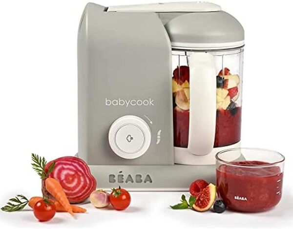 BÉABA, Babycook Solo, Robot Bébé 4en1 Mixeur-Cuiseur, Cuisson Vapeur, et 8 Portions Conservation Clip, Pots empilables et emboîtables, Diversification alimentaire, Petits pots bébé maison, graduation