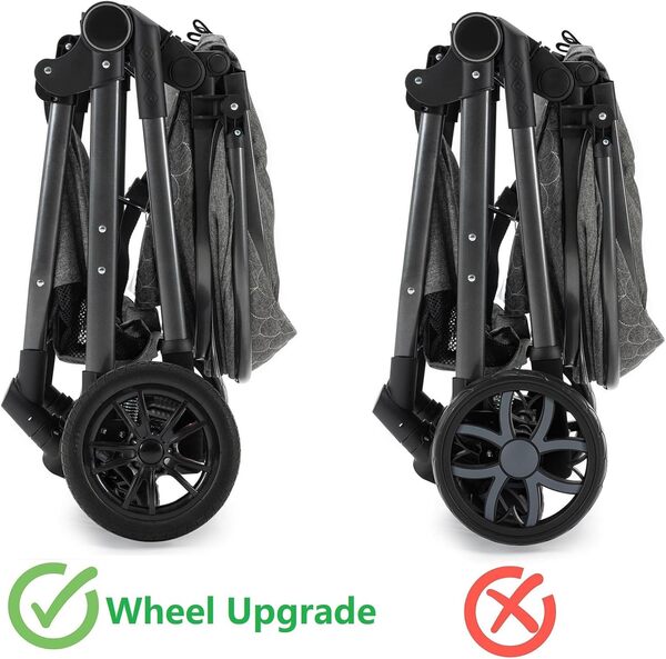 Gcarebb Poussette 3 en 5 Isofix Base, Poussettes Citadines Avec Siège Auto, Poussette Canne Portable Pliant en Un Clic, Poussettes Combinée Paysage Haut Cadre en Aluminium