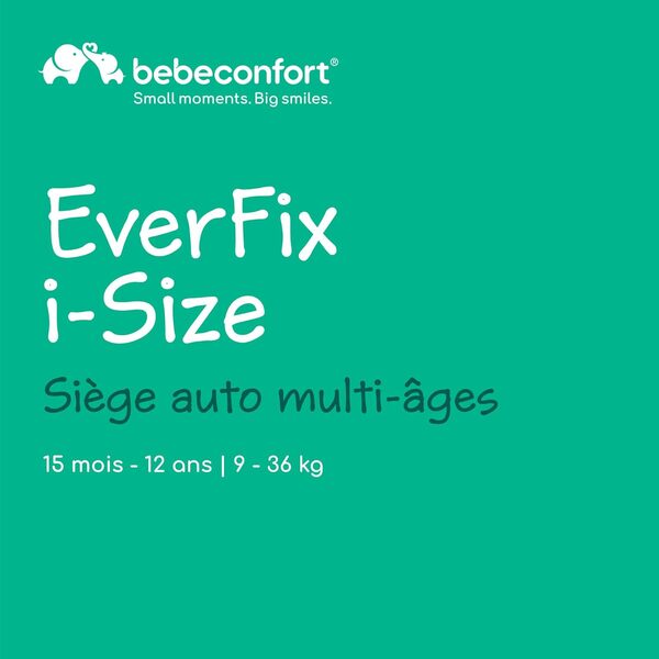 Bebeconfort EverFix i-Size Siège auto, Siège auto face à la route, Siège auto ISOFIX, de 15 mois jusqu'à 12 ans, 9-36 kg, 76-150 cm, Tinted Black