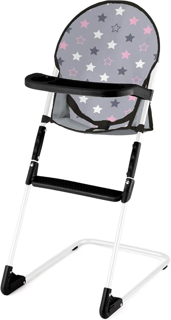 Bayer Design 17007AB Ensemble Poussette pour poupée XEO, poignée réglable, Transformable, Chaise Haute, Sac de Couchage, Tapis d'eveil, Accessoires en Plastique, Gris