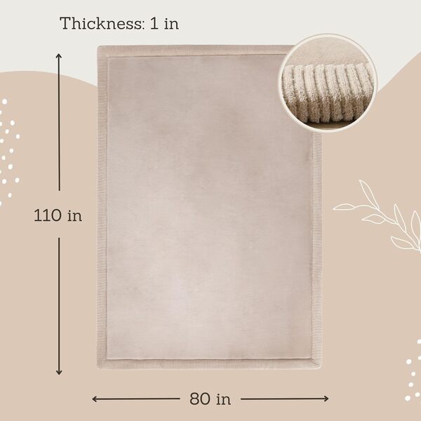 Tapis d'éveil Bébé 280x200x2,5cm, Beige – Tapis de Jeux avec Mousse Mémoire de Haute Qualité – Tapis Antidérapant pour Bébé, Tapis de Sol Enfant