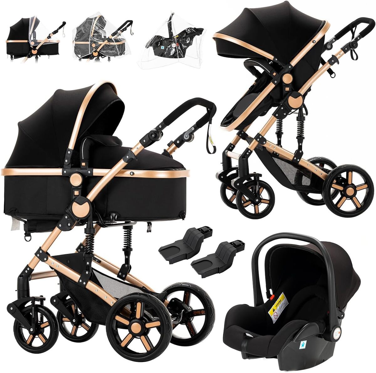 Test de la poussette Prokoke 3 en 1 black gold 588