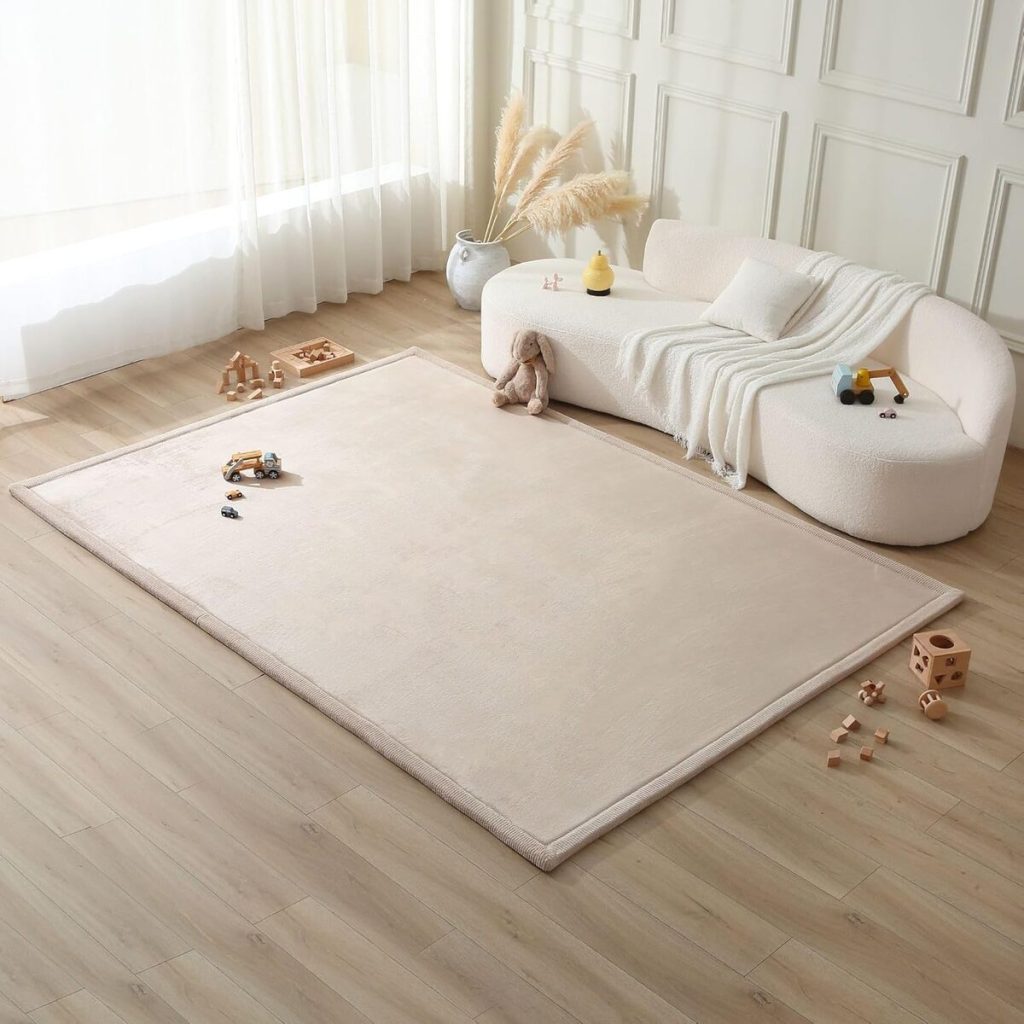 Test tapis d'éveil bébé 280x200 beige : mousse mémoire de qualité