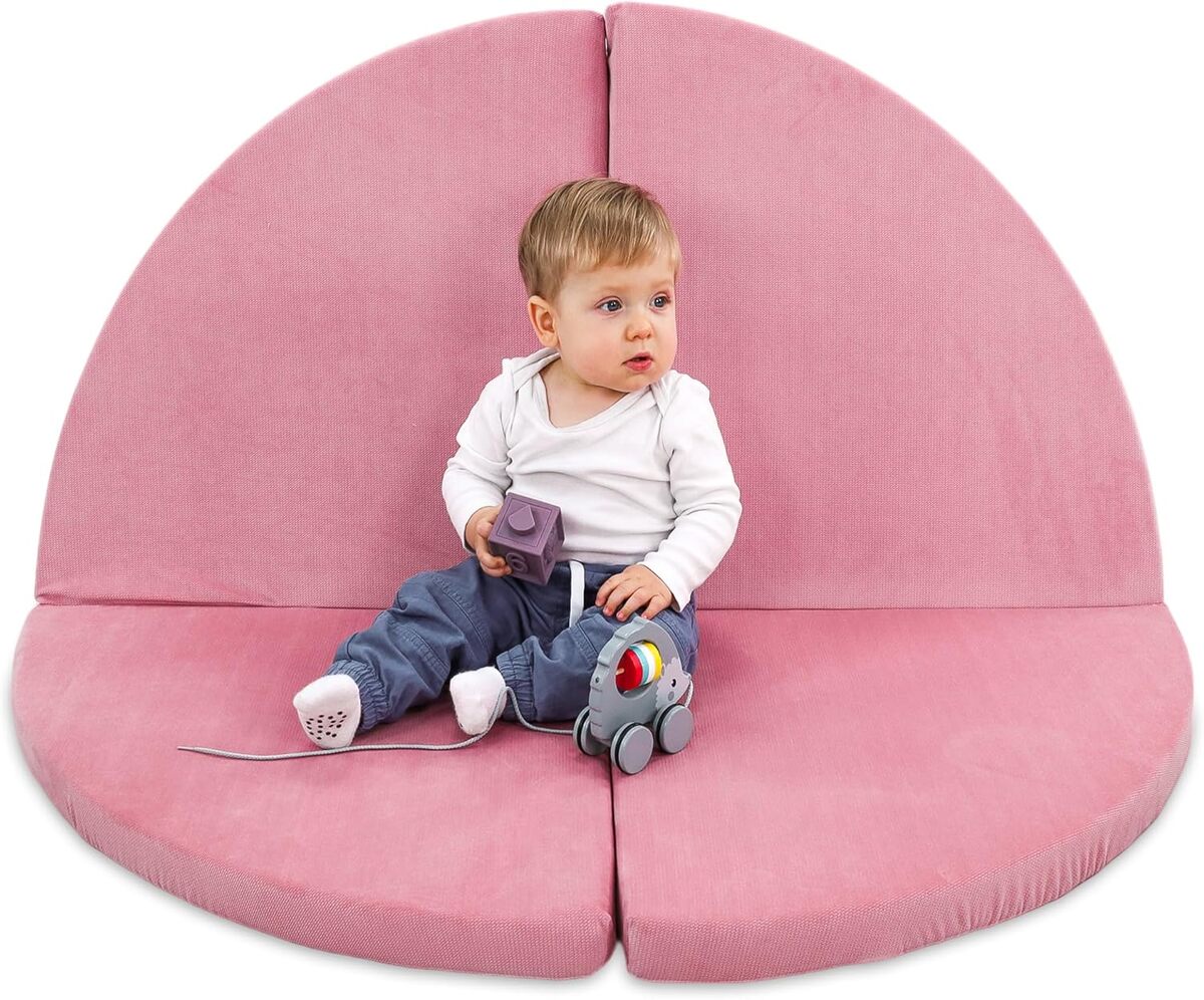 Test : tapis d'éveil bébé coton rose 100 cm