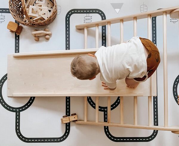 LITTLE Bot Ofie Tapis de, Tapis de Jeu Doux, réversible et Non Toxique (Country Road + Triangle, Large)