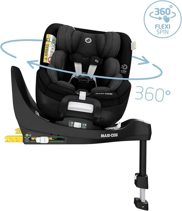 Maxi-Cosi Mica Pro Eco i-Size Siège Auto pivotant 360°, 0-4 ans (40-105 cm), ClimaFlow, Protection G-CELL contre chocs latéraux, Tissus 100 % recyclés, appui-tête réglable, ISOFIX, Authentic Black