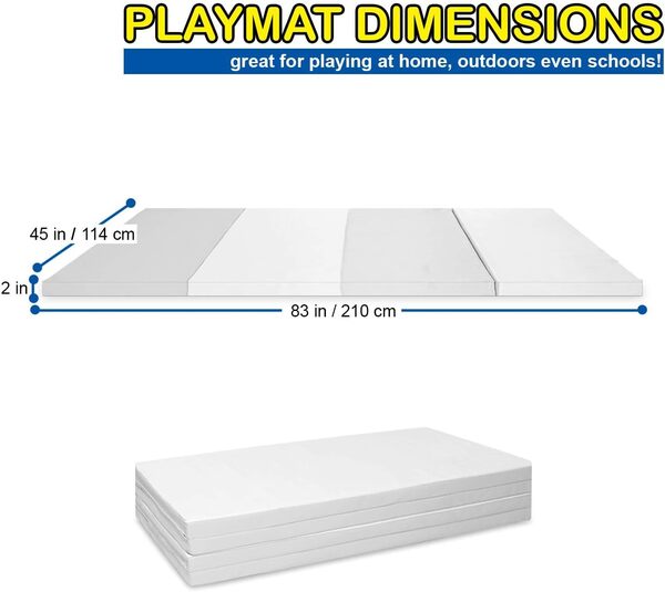 Tapis de Jeu pour Bébé Pliant Mousse Tapis Matelassé Enfants Jeux Rampement - Imperméable et Antidérapant - 210 x 114 x 5 cm - Réversible Gris et Turquoise