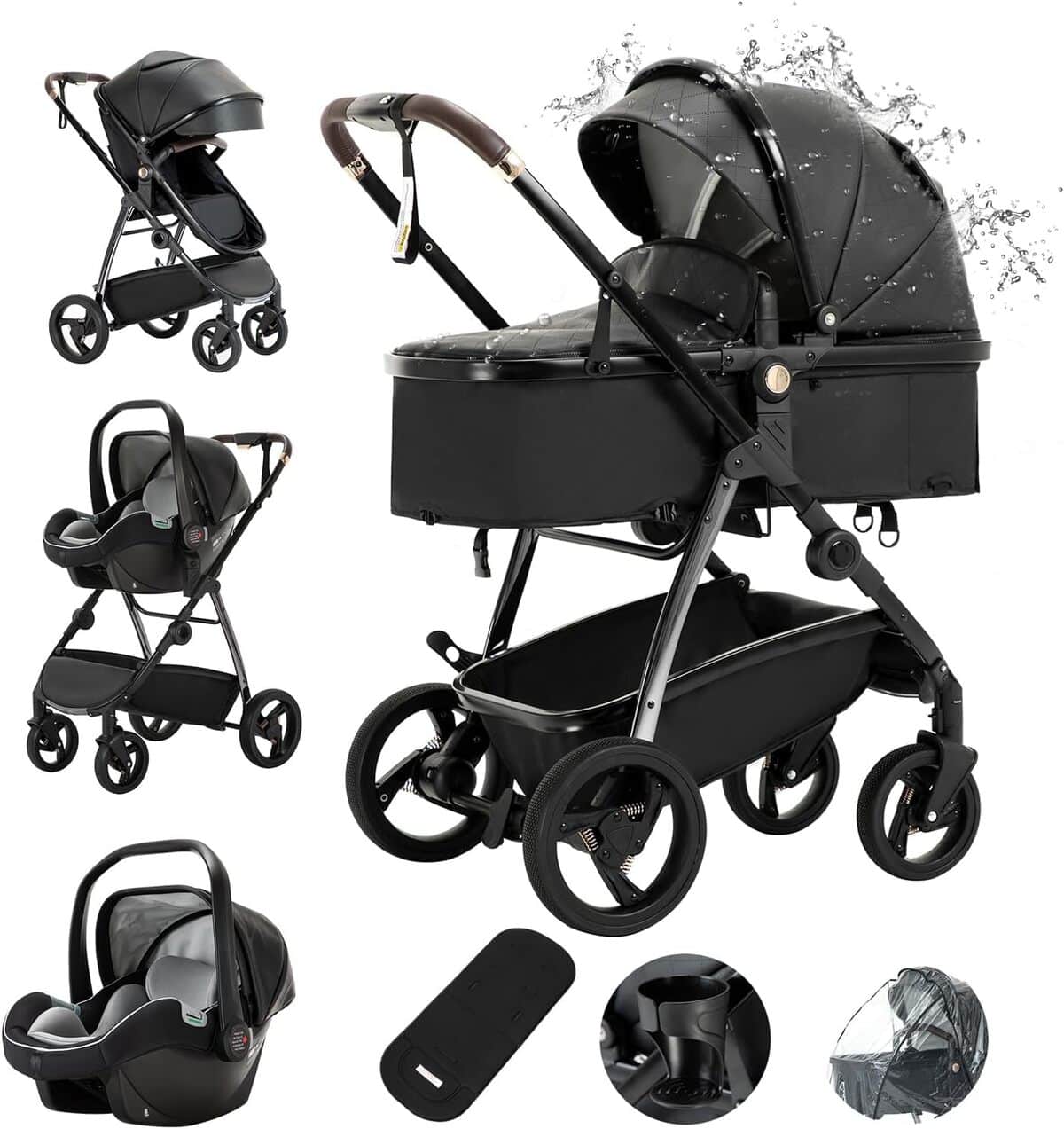 Test de la poussette Gcarebb 3 en 1 en cuir synthรฉtique