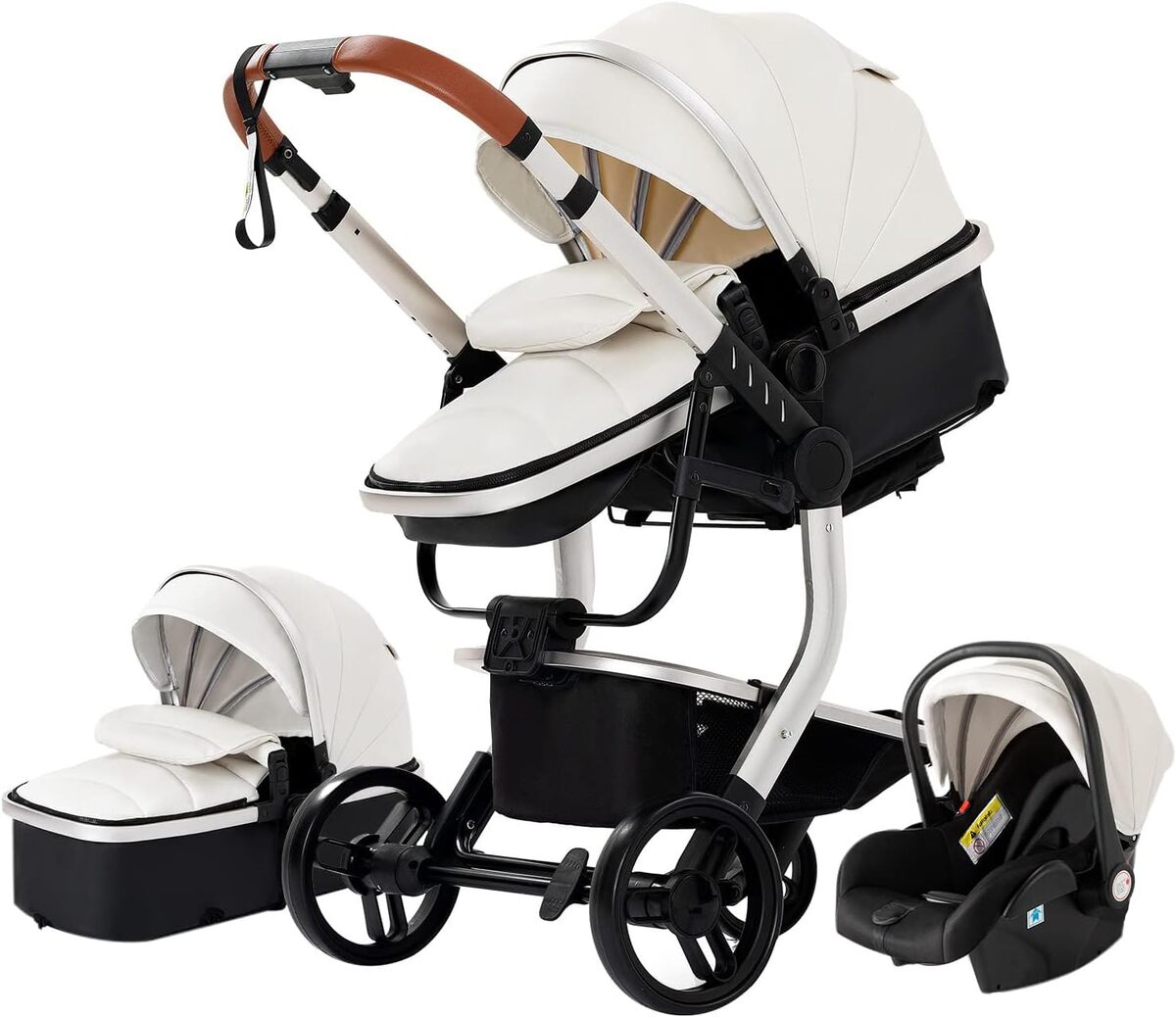 Test de la poussette trio Magic ZC Cuir PU 518 blanche