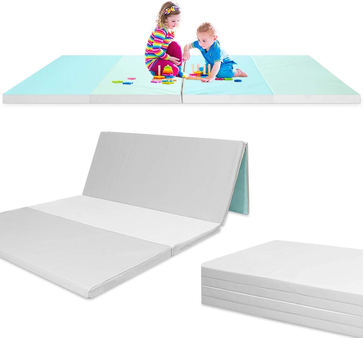 Test : tapis de jeu bébé pliant  réversible gris/turquoise