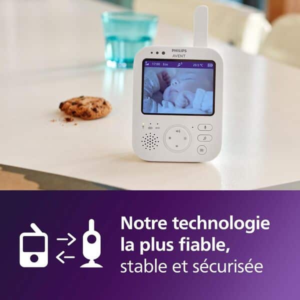 AVENT Philips Babyphone vidéo Premium, Certifié DEKRA, privé et sécurisé avec caméra et Audio, écran de 3,5