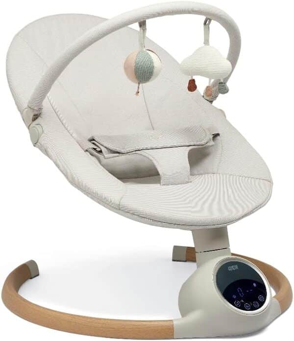Mamas & Papas Alto Balançoire Intelligente pour bébé, écran Tactile, Multi-Vitesses, mélodies, Bluetooth et télécommande – Cachemire