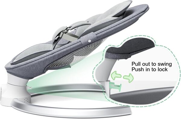 Transat Bébé Électrique, Balancelle bebe electrique de La Naissance à 6 Mois,5 Amplitudes de Vibrations avec Minuterie, pour se connecter au smartphone, balancoire bebe 12 musique