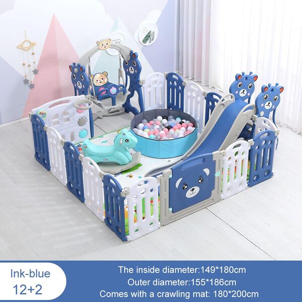 Magic ZC Grand Parc Bebe Modulable, Parc Bebe Pliable pour Enfants Intérieur Extérieur, Centre d'activités pour Nourrissons Aire de Jeux avec Éponge Anti-collision (B 12+2)