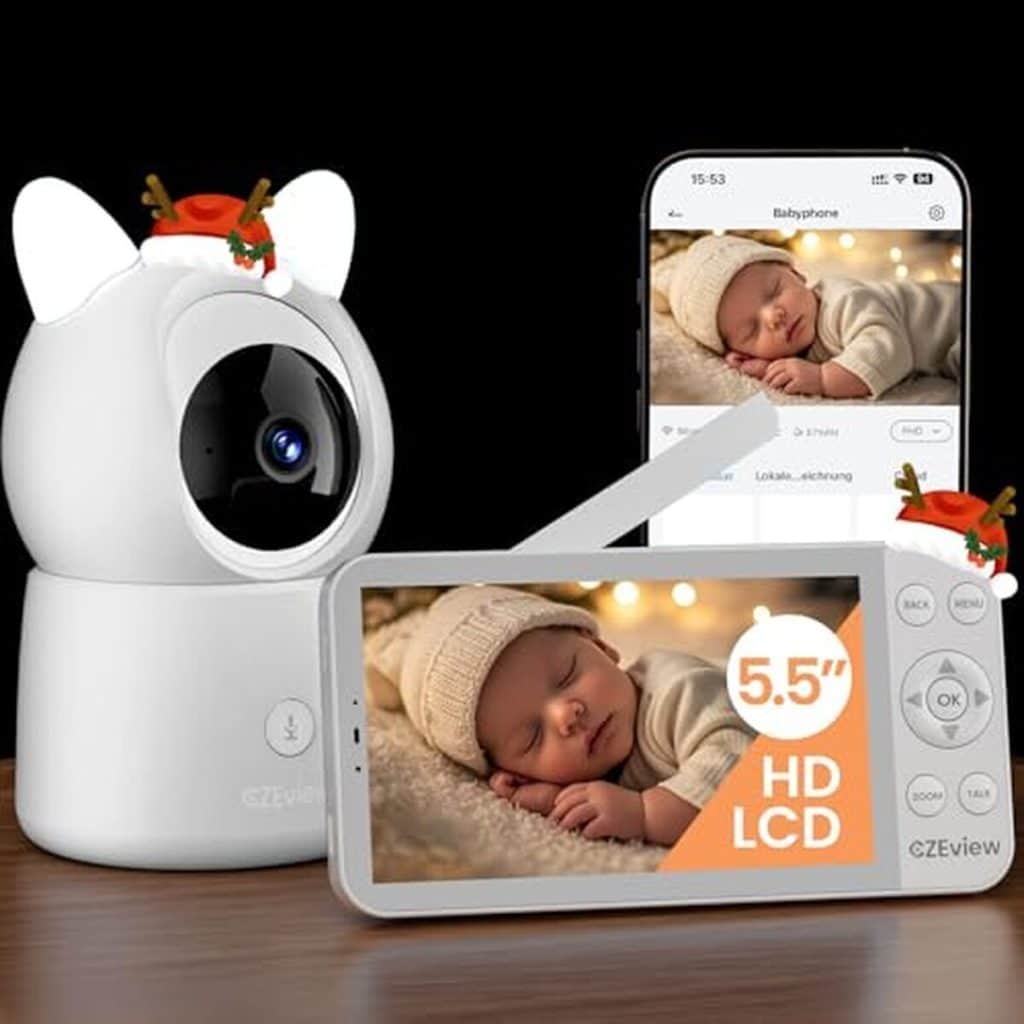 Test : babyphone CZEview 2K avec grand moniteur HD 5, 5" et vision nocturne