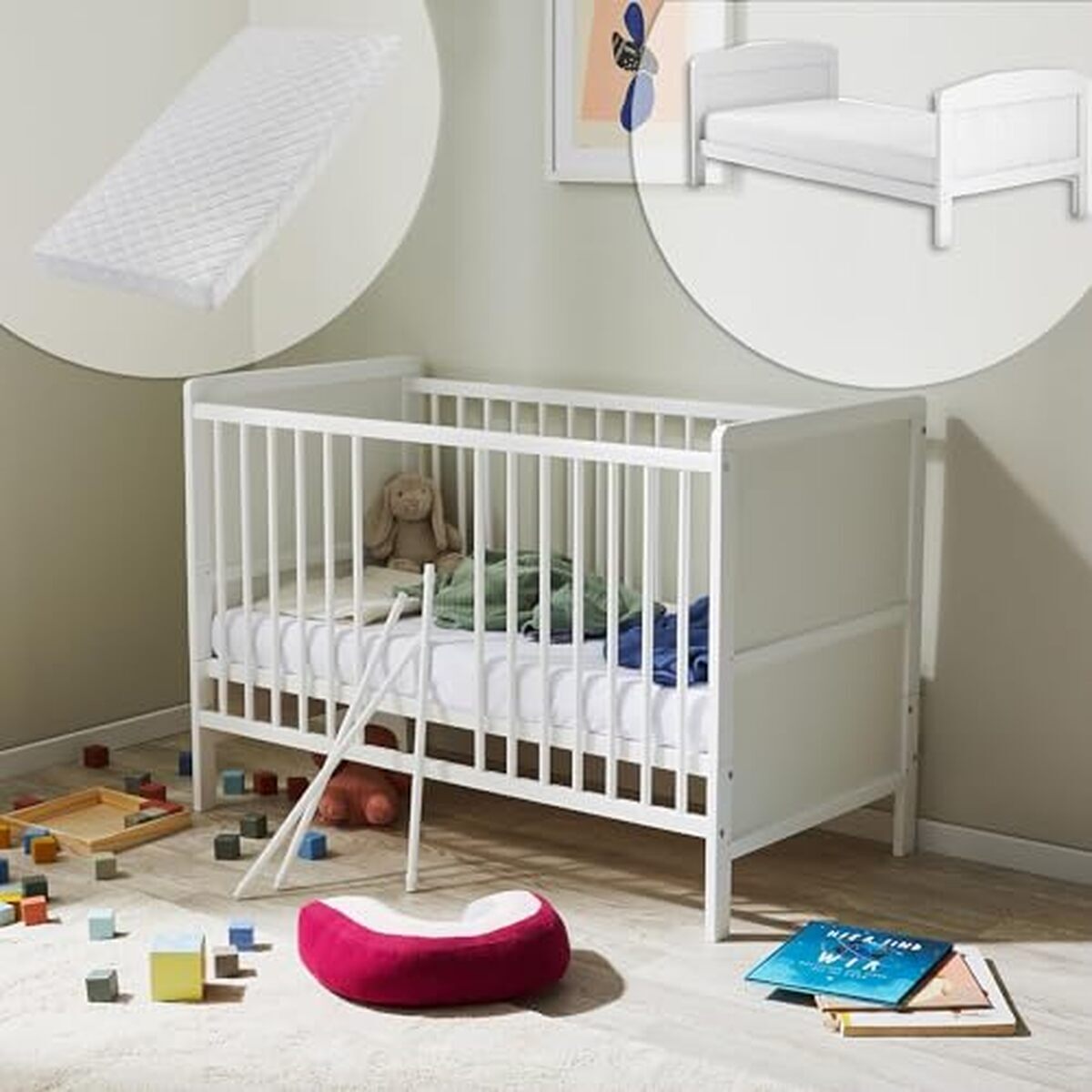 Test : lit bébé évolutif Kids Collective 60 x 120 cm, bois blanc