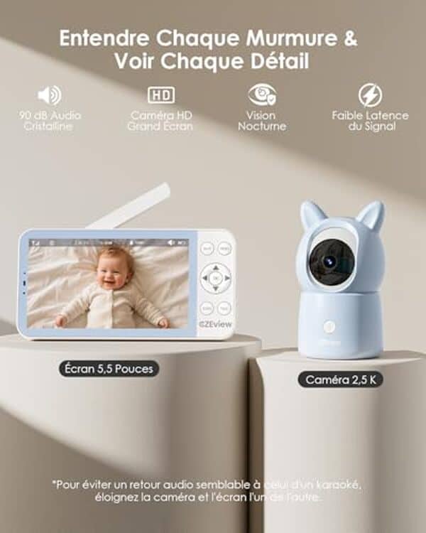 Test complet du babyphone CZEview 2K avec caméra 360°, vision nocturne infrarouge et moniteur HD 5, 5 pouces. Découvrez ses performances, avantages et avis pour surveiller bébé en toute confiance. 