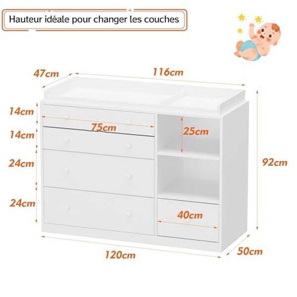 Découvrez notre avis complet sur la table à langer PREMTURE avec 5 tiroirs et 2 compartiments : fonctionnalité, design et praticité pour votre bébé. 