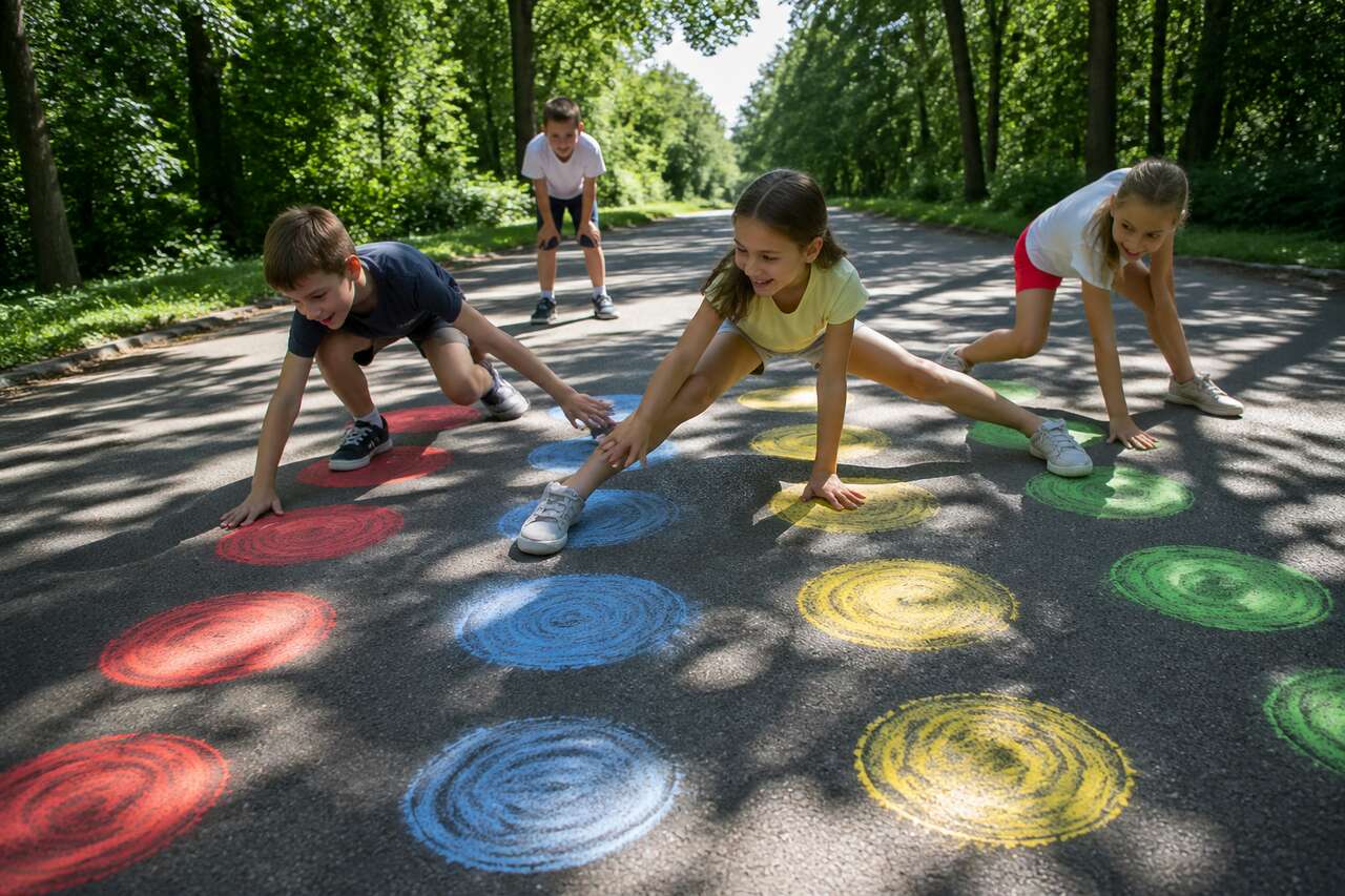 Twister géant à dessiner au sol