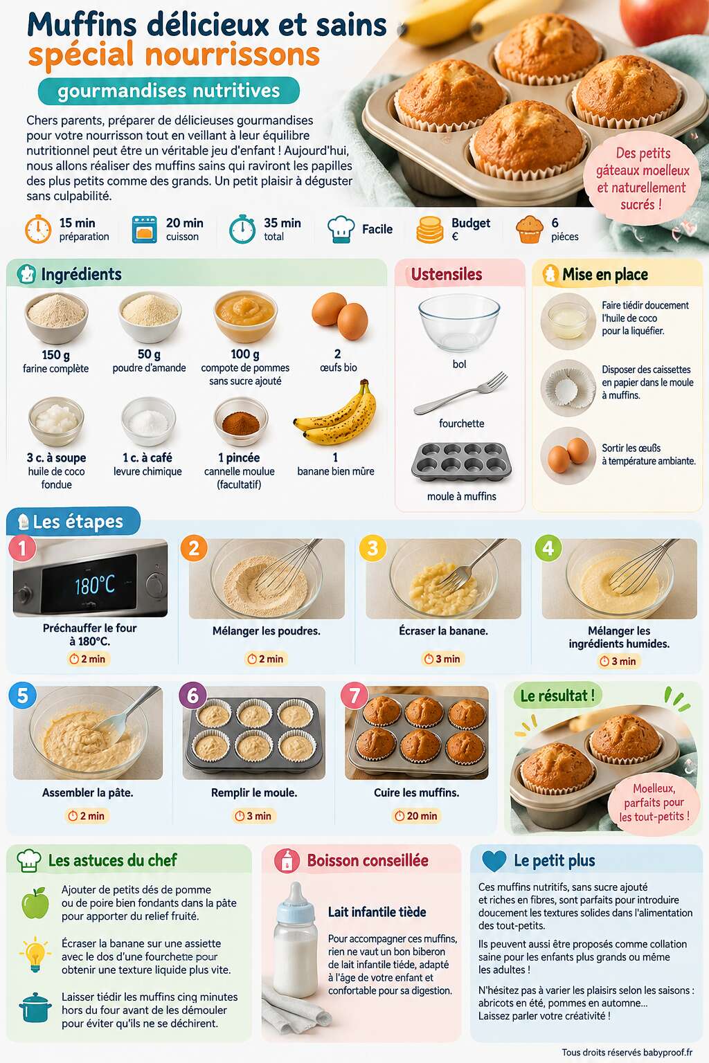 Fiche recette Muffins d&eacute;licieux et sains sp&eacute;cial nourrissons : gourmandises nutritives